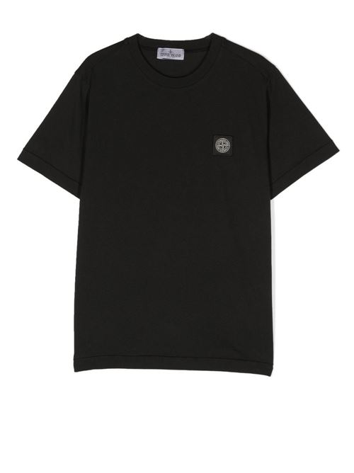 T shirt nera maniche corte STONE ISLAND KIDS | 781620147V0029